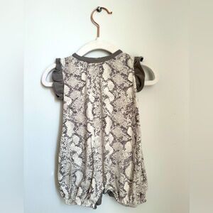 Bestaroo Grey Snakeskin Print Flutter Sleeve Romper